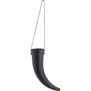 Mittelalterlicher / Wikinger Becher Mehrweg Trinkhorn aus Kunststoff mit Halteschnur schwarz