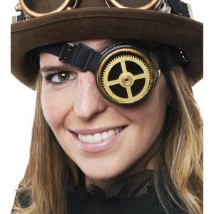 Steampunk Schweißermonocle glatt einseitige Schweißerbrille Goggles gold