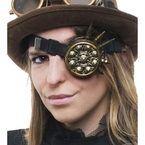 Steampunk Schweißermonocle mit Stacheln einseitige Schweißerbrille Goggles gold