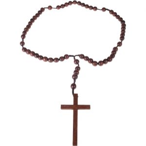 Kreuz Halskette extragroß aus Holz dunkelbraun