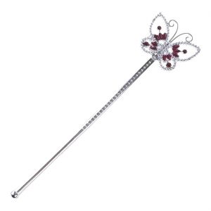 Märchenprinzessin / Fee Zauberstab Zepter Feenstab mit Schmetterling und Steinen silber-pink