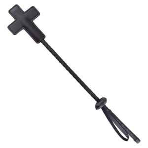 Kreuz Peitsche Gerte Lederoptik 60cm schwarz