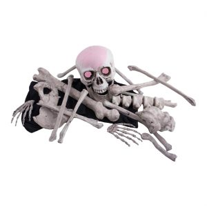 Skelett Teile bleich Deko Standfigur mit LED Knochen mit Schädel 18-teilig im Beutel 53x24x15cm beige