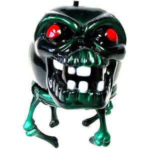 Schädel bleich Deko Standfigur animiert 14x14x9cm ohne Batterien grau-grün