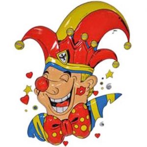 Clown Deko Wandbild 3D-Folie 60cm Prinz Kopf mit Narrenkappe (P) bunt