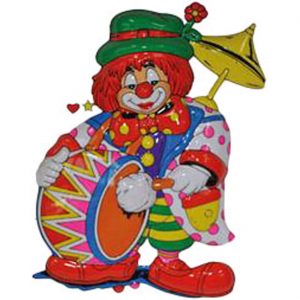 Clown Deko Wandbild 3D-Folie 60cm Trommel Clown (T) bunt
