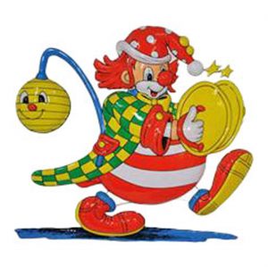 Clown Deko Wandbild 3D-Folie 60cm Zimbeln schlagende Clown mit Laterne (Z) bunt