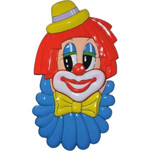 Clown Deko Wandbild 3D-Folie 99cm Clownkopf mit blauem Kragen bunt