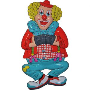 Clown Deko Wandbild 3D-Folie 99cm Clownkopf mit Harmonika bunt