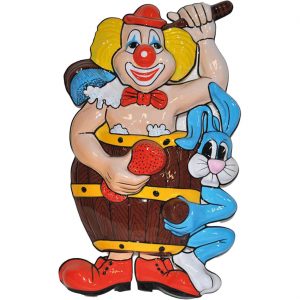 Clown Deko Wandbild 3D-Folie 95cm Clown in der Tonne bunt