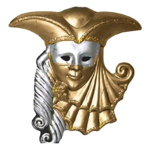 Edles venezianisches Deko Wandbild 3D-Folie 60x55cm Herr Venezianer mit Dreispitz (H) gold-silber