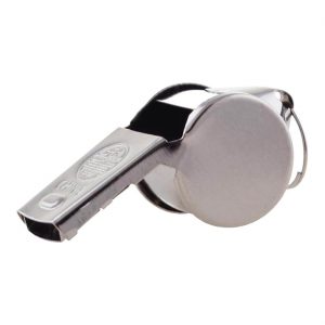 Sport Fan Instrument Trillerpfeige aus Metall mit Haltering silber