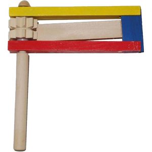 Zirkus Instrument Ratsche farbig lackiert 15x3x16cm bunt