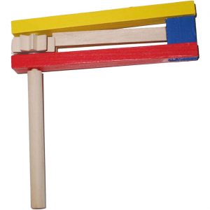 Zirkus Instrument Ratsche farbig lackiert 13x2x15cm bunt