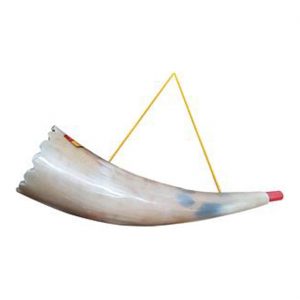 Mittelalterliches / Wikinger Instrument Kriegshorntrompete mit Halteschnur HORN TRUMPET beige