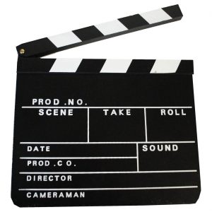 Hollywood Deko Regieklappe Tafel zum Beschriften 30x1x26cm schwarz-weiß