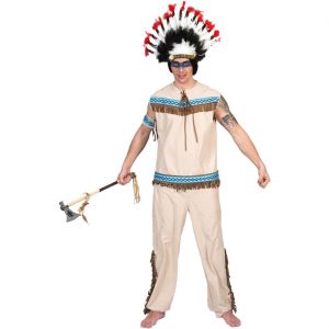 Indianer Kostüm Anzug THUNDERING TEEPEE MAN creme-türkis