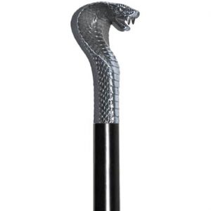 Show Gentleman / Schlange Spazierstock mit Cobrakopf SNAKEHEAD schwarz-silber