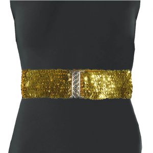 Show Pailletten Stretchgürtel breit 6-reihig Deluxe gold
