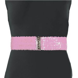 Show Pailletten Stretchgürtel breit 6-reihig Deluxe rosa