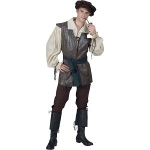 Mittelalterlicher Händler Kostüm Anzug MEDIEVAL PEASANT Deluxe braun-beige