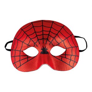 Superheld Spinne Dominomaske in Textiloptik rot-schwarz