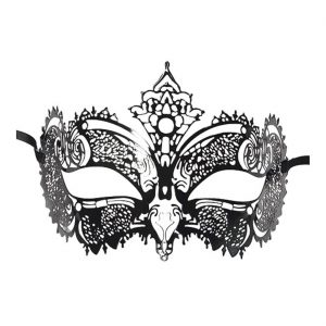 Edle venezianische Dominomaske aus Metall filigrane Spitzenoptik Deluxe schwarz