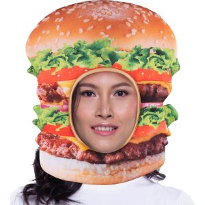 Lebensmittel Hamburger Mütze Hut / Maske Textil angenehm zu tragen bunt