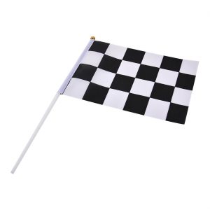 Rennfahrer Dekofahne Schwenkfähnchen kariert Starterflagge 30x45cm RECING FLAG schwarz-weiß