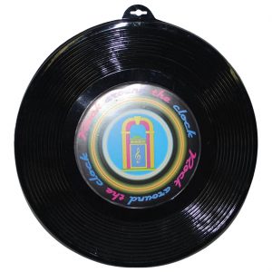 Musik Schallplatte Deko Wandbild 3D-Folie 48cm Durchmesser schwarz-bunt