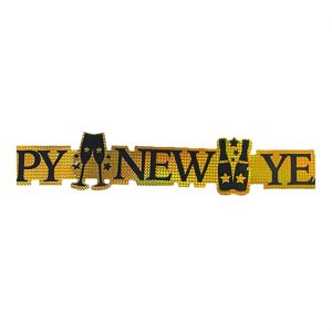 Silvester Dekogirlande mit HAPPY NEW YEAR 113x11cm gold-schwarz