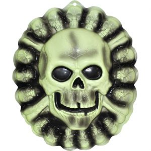 Schädel bleich Deko Wandbild 3D-Folie 51x40cm Glow in the Dark UV-schwarz-weiß