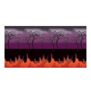 Halloween Deko Folien Set Scene Setter eine Bahn Höllenwald brennender Wald 1mx15m lila-orange