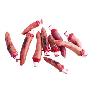 Blutiges Körperteil Finger Deko Accessoire Artikel abgehackte Finger Set haut-rot