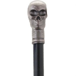 Schädel bleich Spazierstock matt schwarz-silber