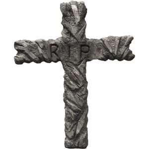 Grabstein Grabkreuz Deko Standfigur aus Styropor mit RIP 51x7x65cm grau