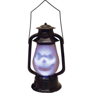 Geister Deko Laterne mit LED+Sound mit Gesicht 17x14x30cm schwarz-weiß