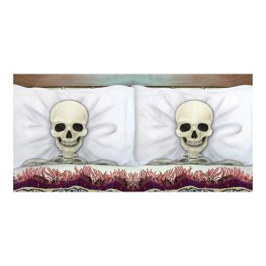 Skelett bleich Deko Kopfkissenauflage im Set 80x50cm beige