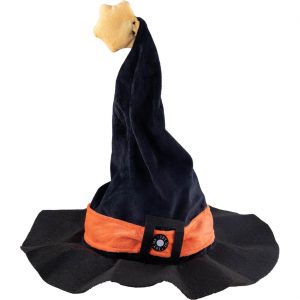 Hexe Zauberer Hexenhut animiert+Sound lachender kichernder Hut schwarz-orange