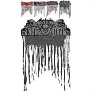 Horror Eingang Türdeko Fetzenvorhang aus Papier und Textil 140x90cm bunt