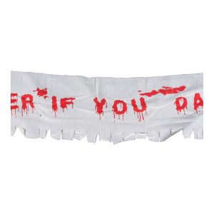 Blutiges Dekobanner Spruchband ENTER IF YOU DARE 180x32cm weiß-rot