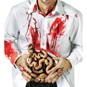 Blutiges Körperteil Gedärme Deko Körperteilatrappe zum Umbinden 25x3x27cm haut-rot