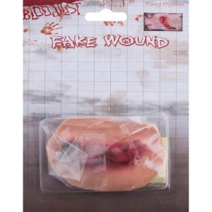 Zombie Wunde Latex Partyqualität mit Kleber Verletzung mit Wurm haut-rot