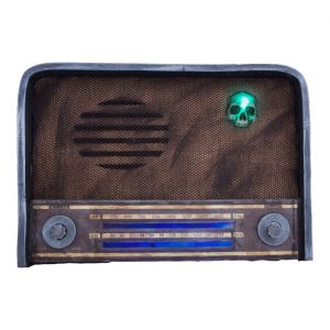 Horror Radio Deko Standfigur mit LED+Sound mit Rauscheffekt braun