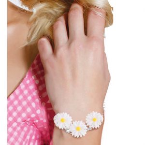 Blumen Margeriten Ohrringe Clips mit Gänseblümchen Blüten an silberner Kette weiß-gelb