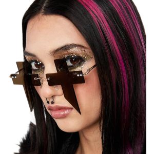 Kreuz Motivbrille Deluxe schwarz-gold