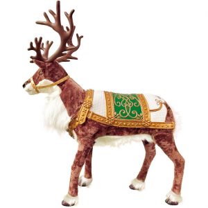 Rentier Weihnachts Deko Standfigur animiert+Sound mit Weihnachtsmusik 143x122x35cm braun