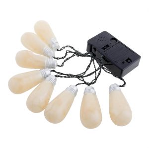 Halloween Dekogirlande Lichterkette mit Sound 8 Lichter 240cm ohne Batterien beige-schwarz