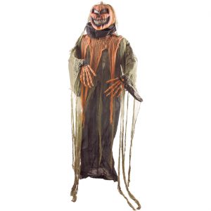 Kürbismann gruselig Deko Standfigur mit LED+Sound 180cm ohne Batterien orange