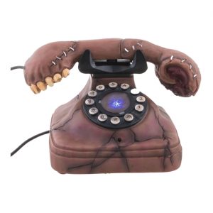 Horror Telefon Deko Standfigur mit LED+Sound 23x13x13cm ohne Batterien braun